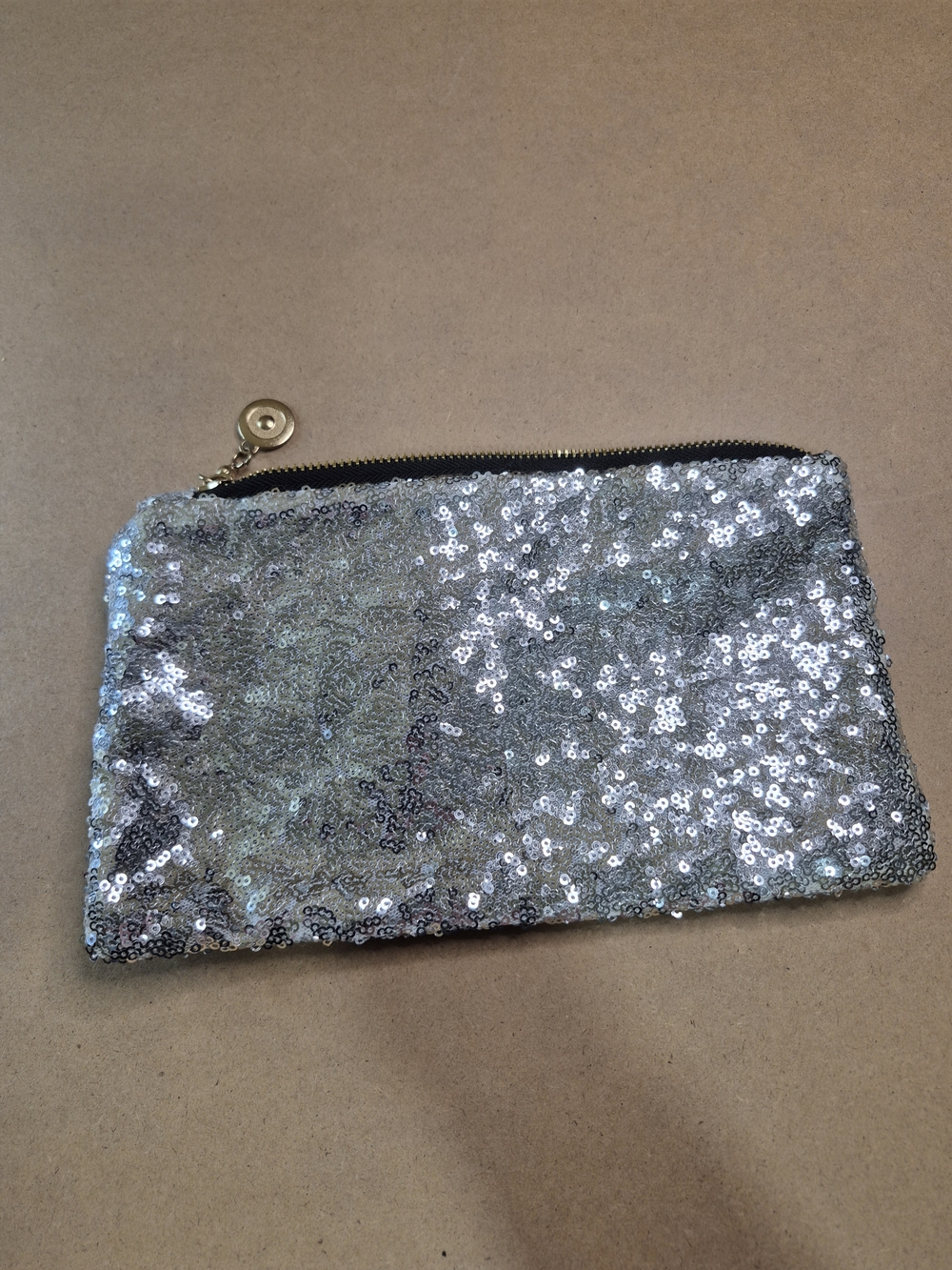 Sequined Silver Wristlet Clutch - Unbranded